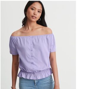 NWT Ann Taylor Petite Convertible Smocked Waist Top Petite Medium Purple